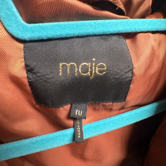 Maje Gueli Caramel Hooded Puffer Jacket Quilted Coat - Picture 6 of 11